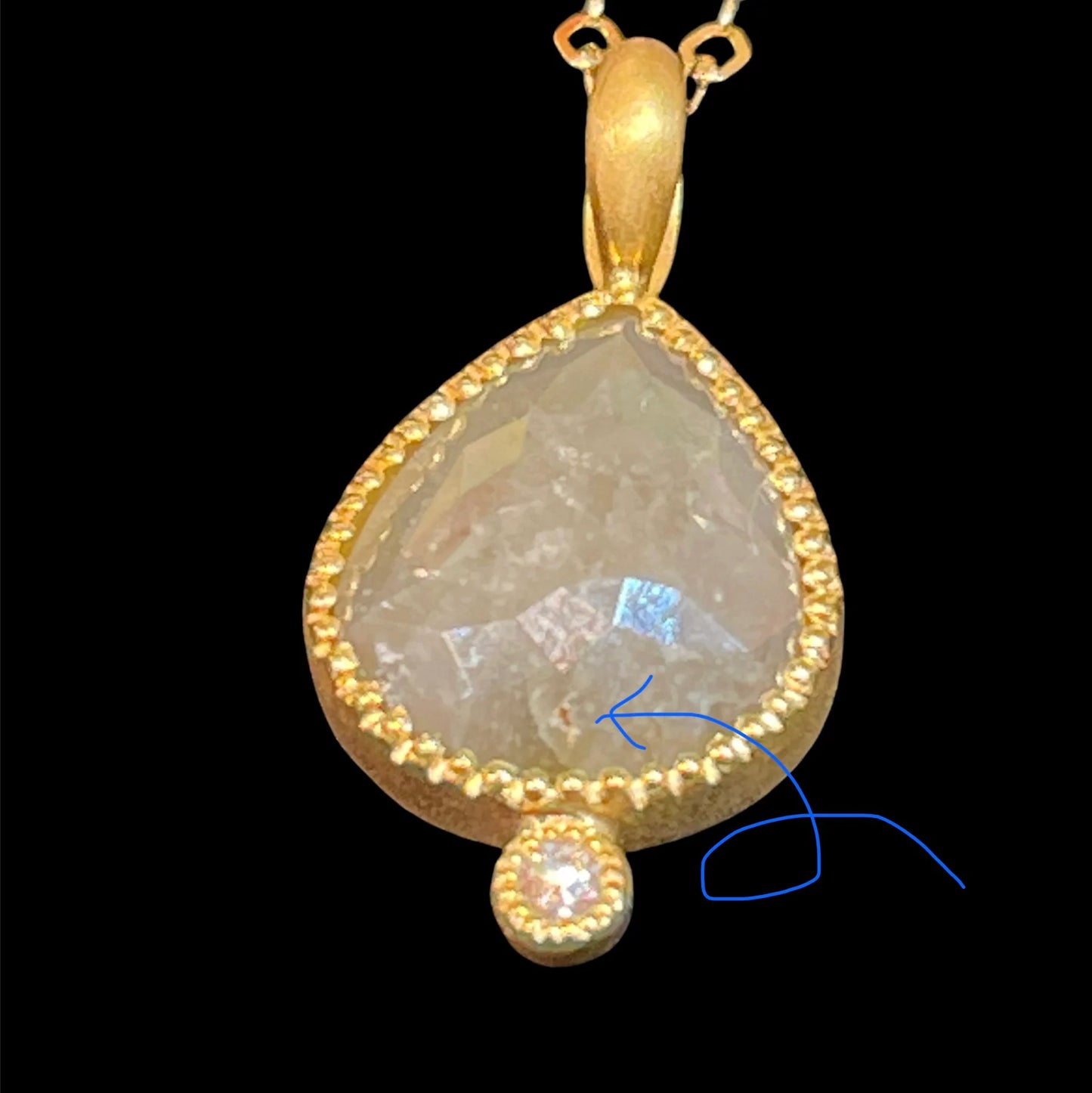 Grayish Earth Color Diamond Pendant Necklace