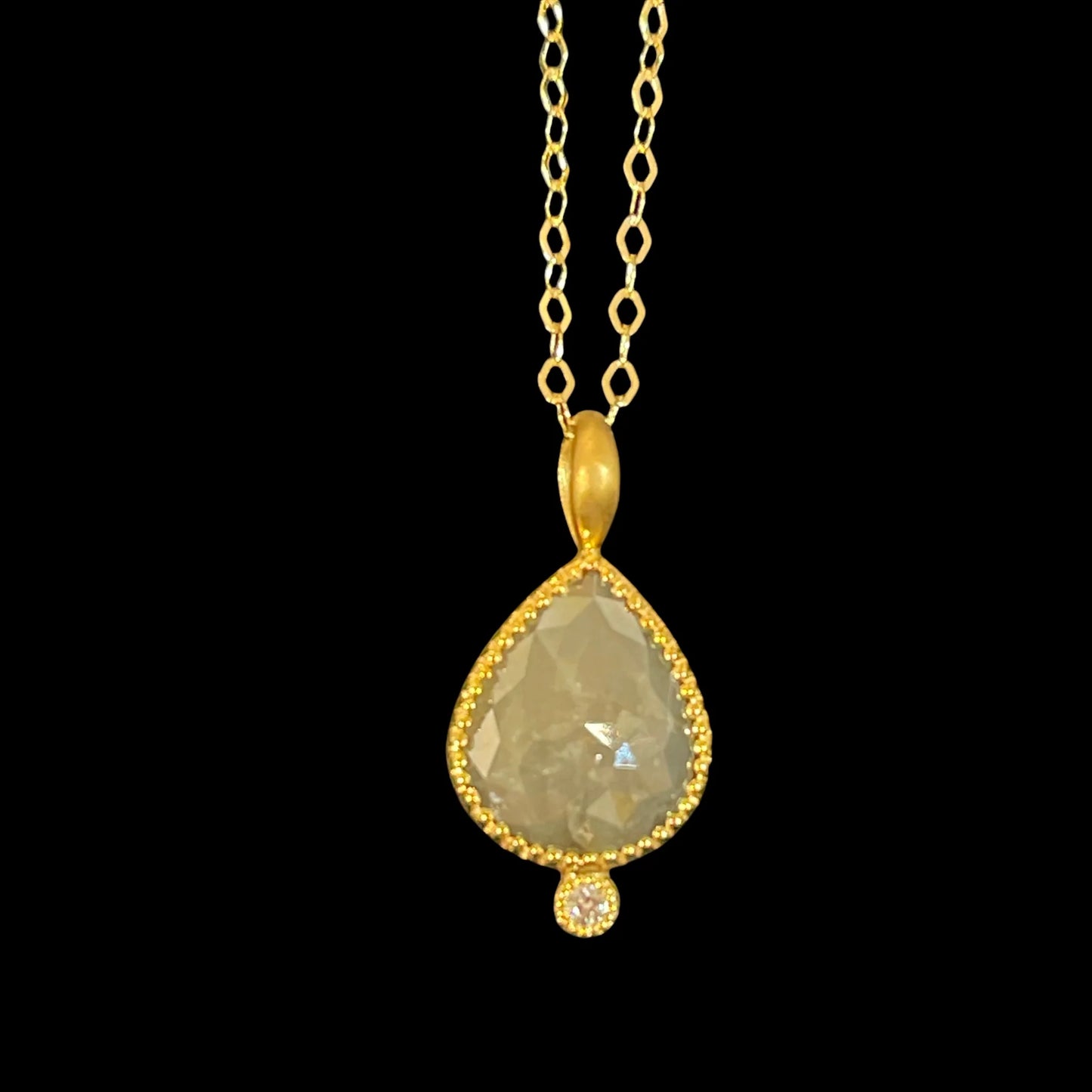 Grayish Earth Color Diamond Pendant Necklace