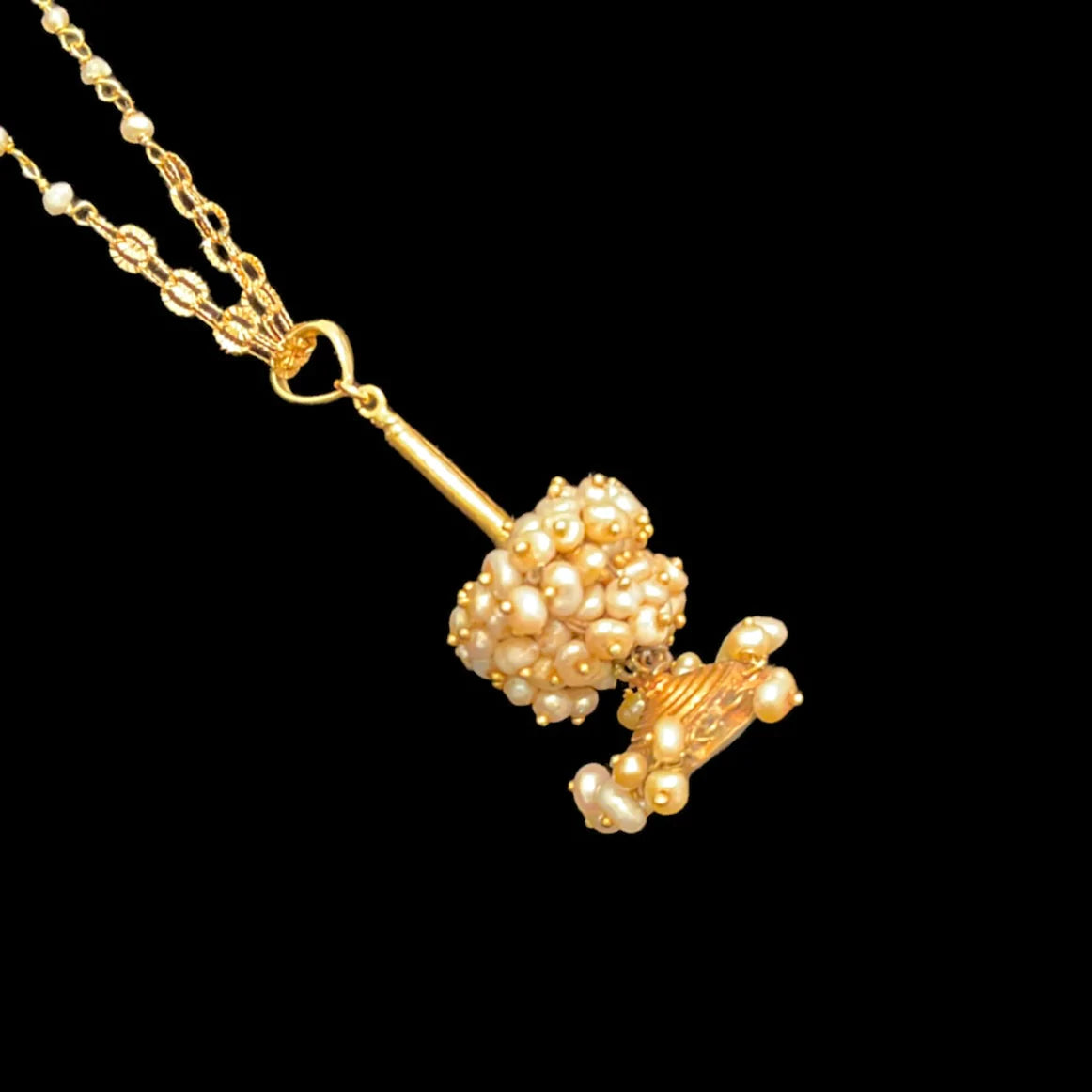 Indian Antique Necklace - Antique Indian Basra Pearl pendant (M)