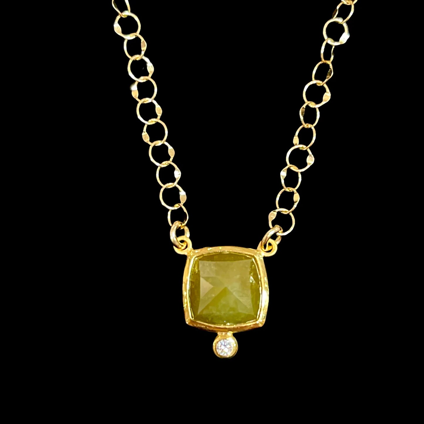 Unique Matcha Color Earth Color Diamond Pendant Necklace