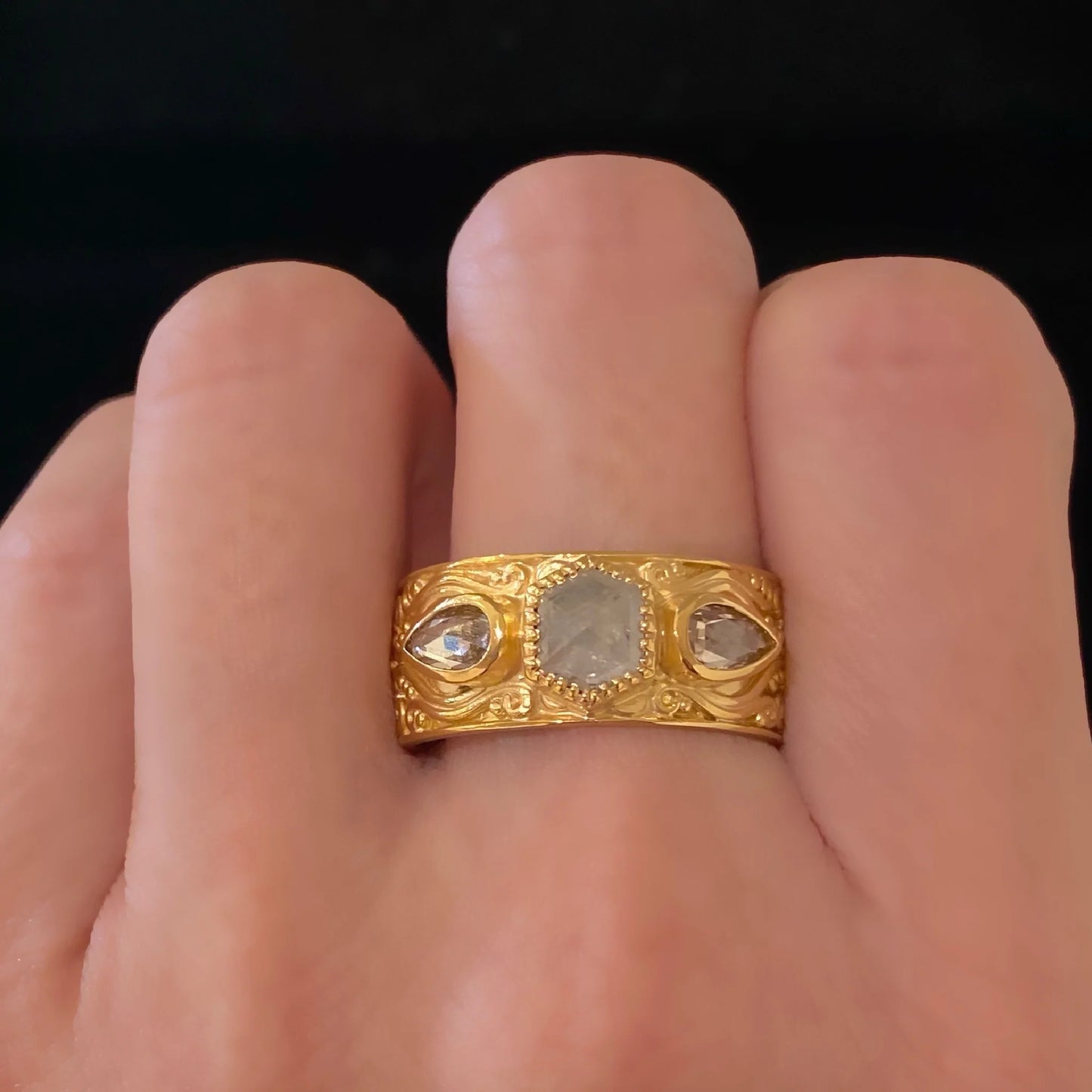 Earh Color Rose-Cut Diamond Ring