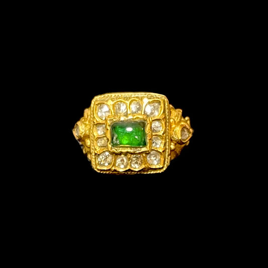 Indian Antique Kundan Style Ring - Square Shape