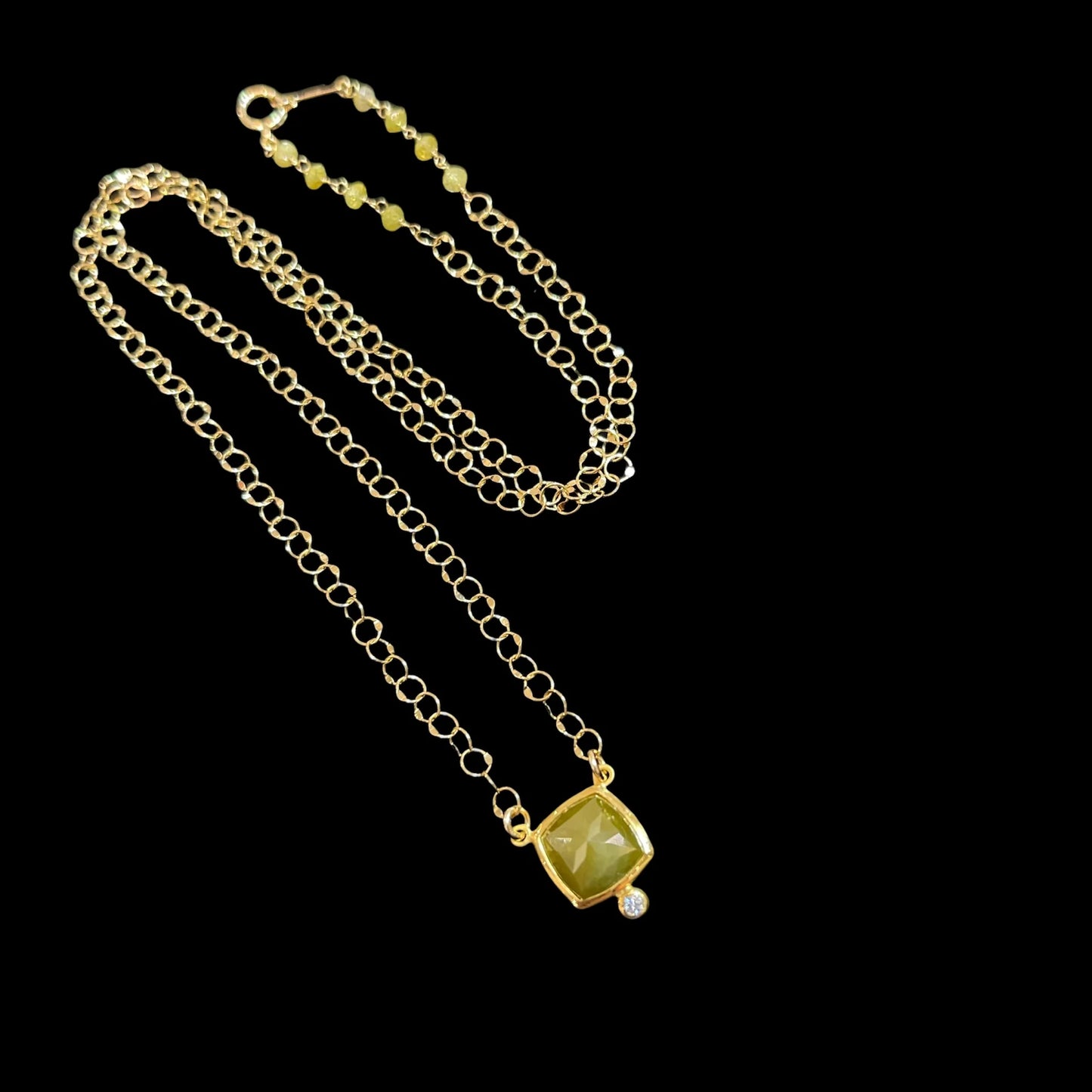 Unique Matcha Color Earth Color Diamond Pendant Necklace